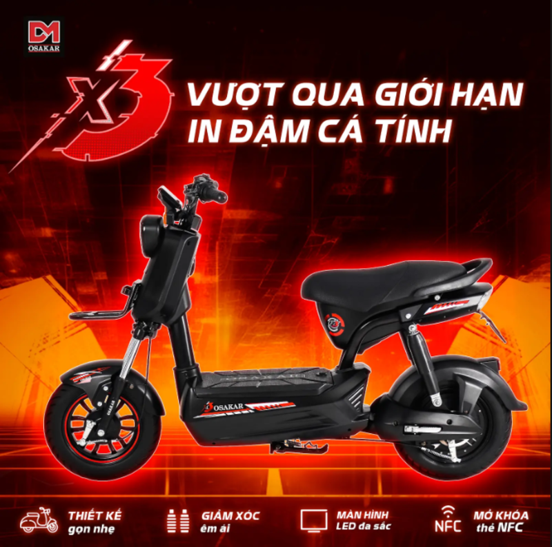 Xe máy điện OSAKAR X3 - mang đến thiết kế nhỏ gọn, trẻ trung, lý tưởng cho cuộc sống đô thị năng động