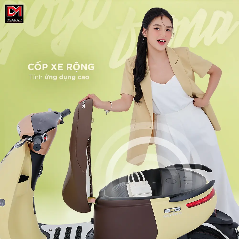 OSAKAR Gogo Fiona sở hữu cốp xe rộng, giúp người dùng dễ dàng mang theo nhiều vật dụng cá nhân