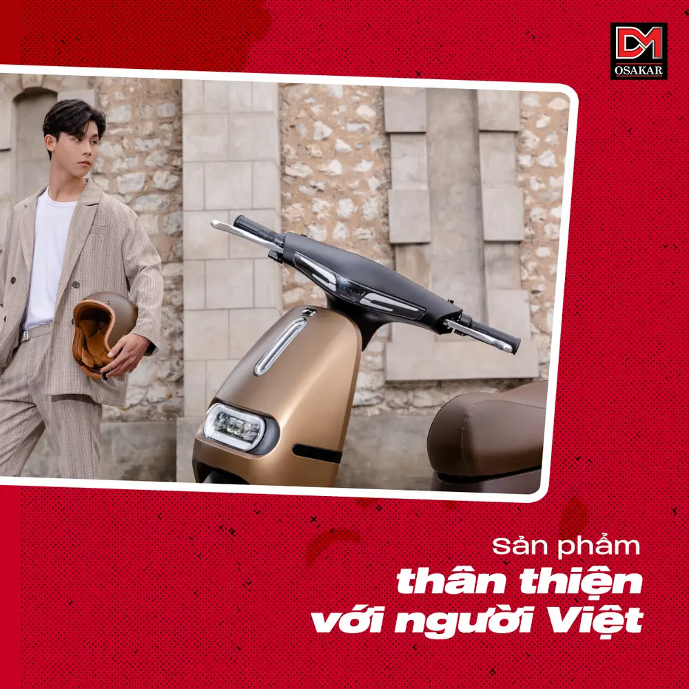 OSAKAR Gogo – Mẫu xe máy điện phong cách, hiện đại, thiết kế thân thiện với người Việt, phù hợp cho di chuyển trong đô thị.