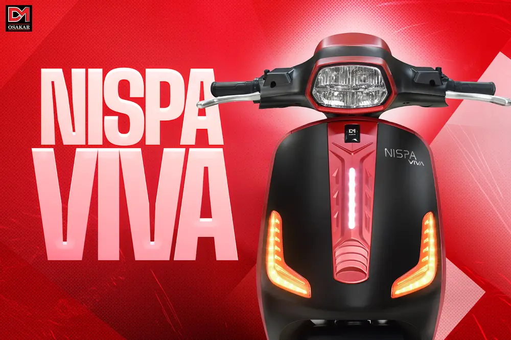OSAKAR Nispa Viva được trang bị đèn pha vuông sắc nét, chiếu sáng mạnh mẽ, hỗ trợ người lớn di chuyển an toàn