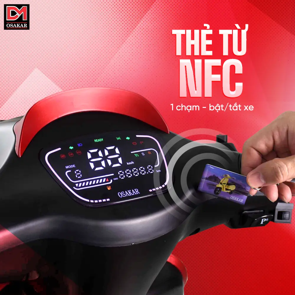 Thẻ từ NFC 1 chạm hiện đại giúp người dùng bật - tắt phương tiện nhanh chóng, tiện lợi